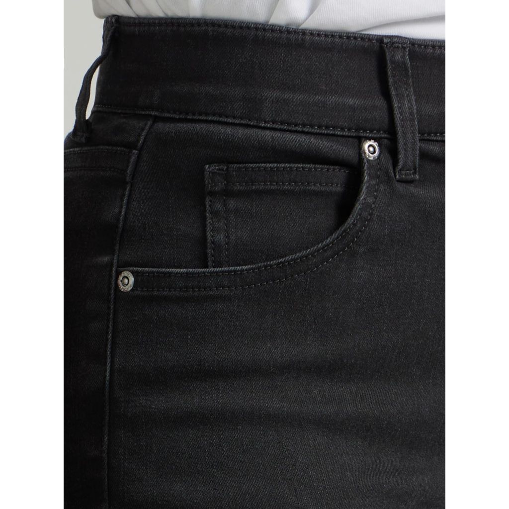 Lee Women's Petite Ultra Lux Comfort Flex Motion High Rise Skinny Jean, Black, 14 Short