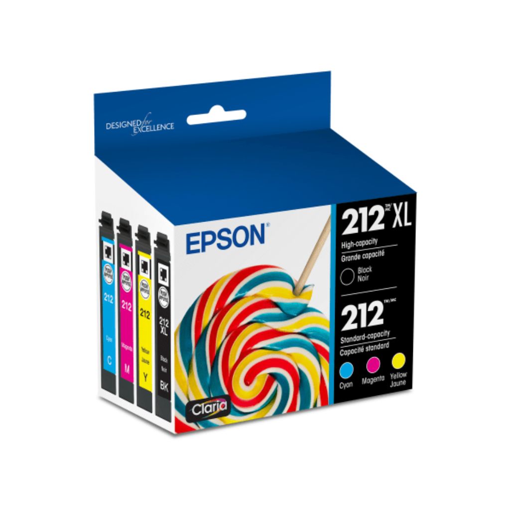 Epson 212XL Black C/M/Y Combo Pack Ink Cartridges (T212XL-BCS): High-Yield, 3 Colors