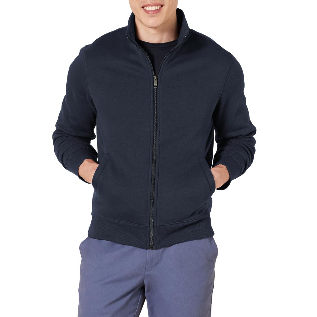 Amazon Essentials Men's Standard Full-Zip Fleece Mock Neck Sweatshirt, Navy X-Large