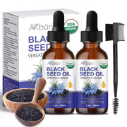 AKBAN USDA Premium Black Seed Oil Organic Cold Pressed - Glass Bottle, 2 * 2 fl oz