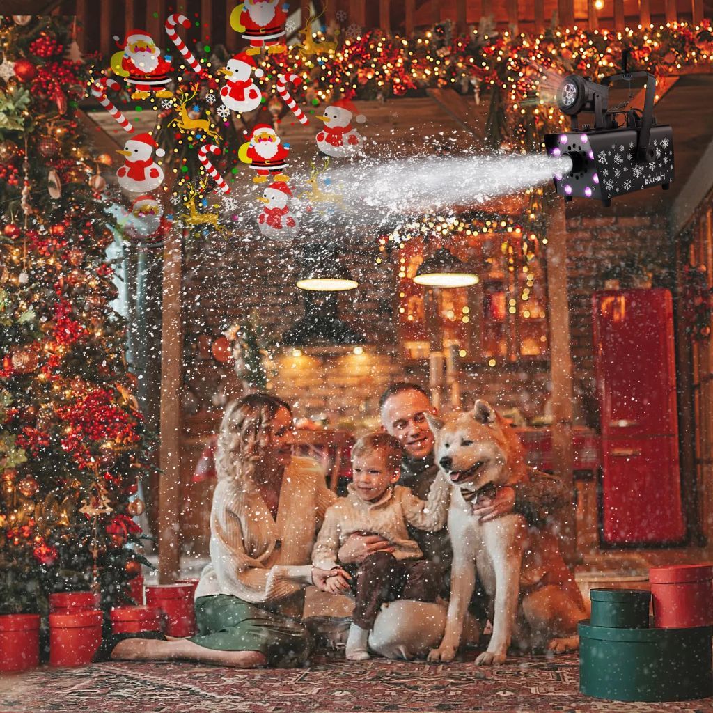 Hakuta Upgraded 800W Snow Machine with 8 LED RGB Lights, LED Projection, and 2 Wireless Remotes