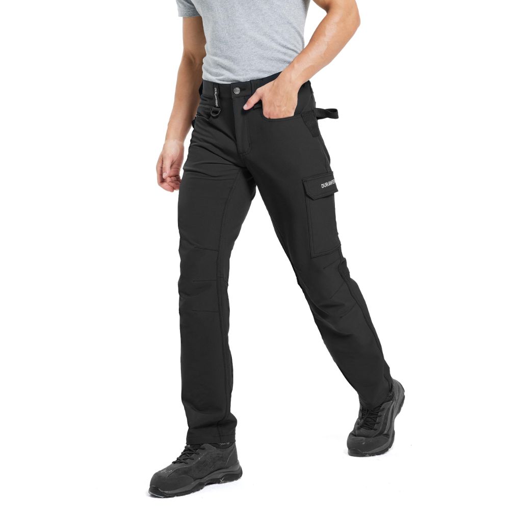 SZ 34W x 30L DURAWERK Men's 4-Way Stretch Cargo Pants,  (Black)