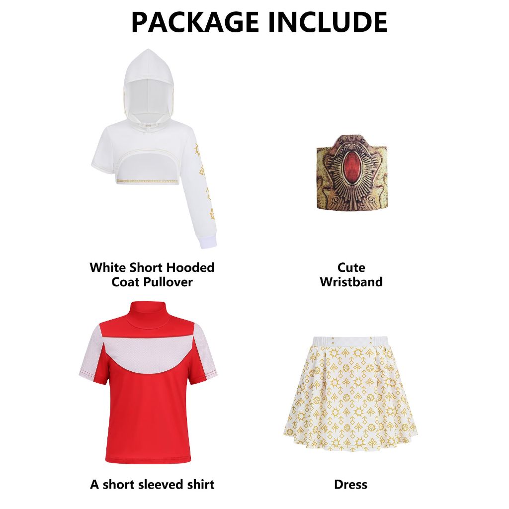 IBQ Girls Cheerleader Costume Set - Kids Halloween Dress Up with Top, T-Shirt, Skirt & Bracelet