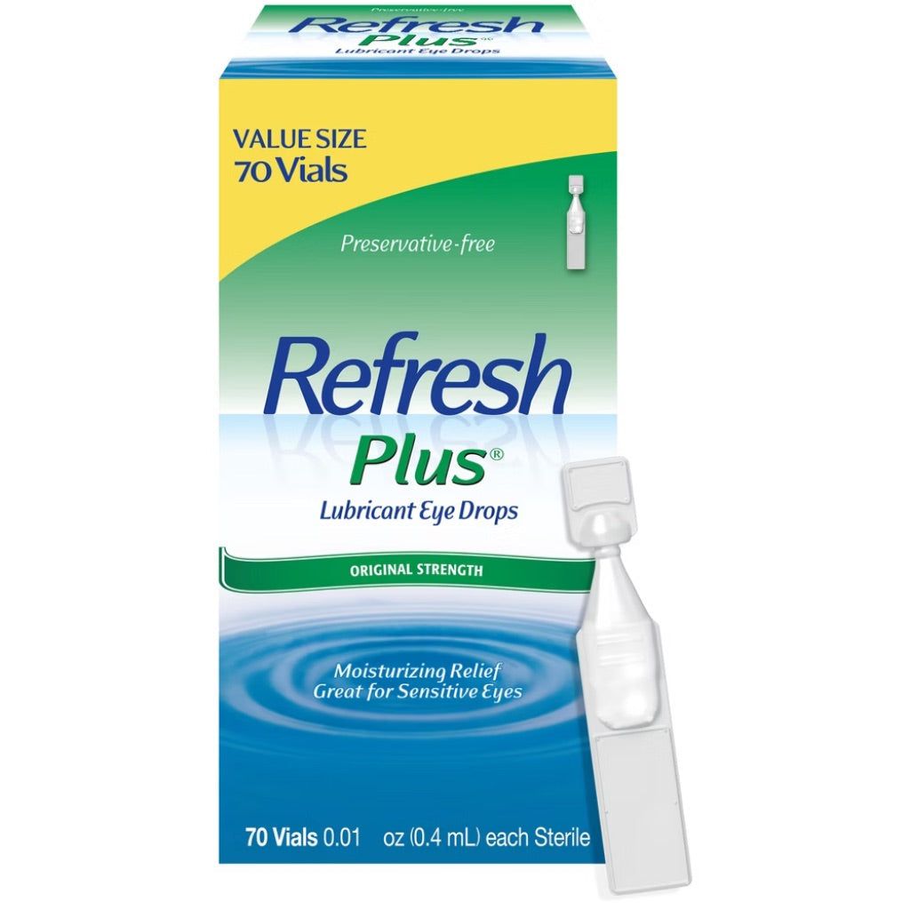 Refresh Plus Lubricant Eye Drops Preservative-Free Artificial Tears - 70 Vials (0.01 fl. oz. ea.)