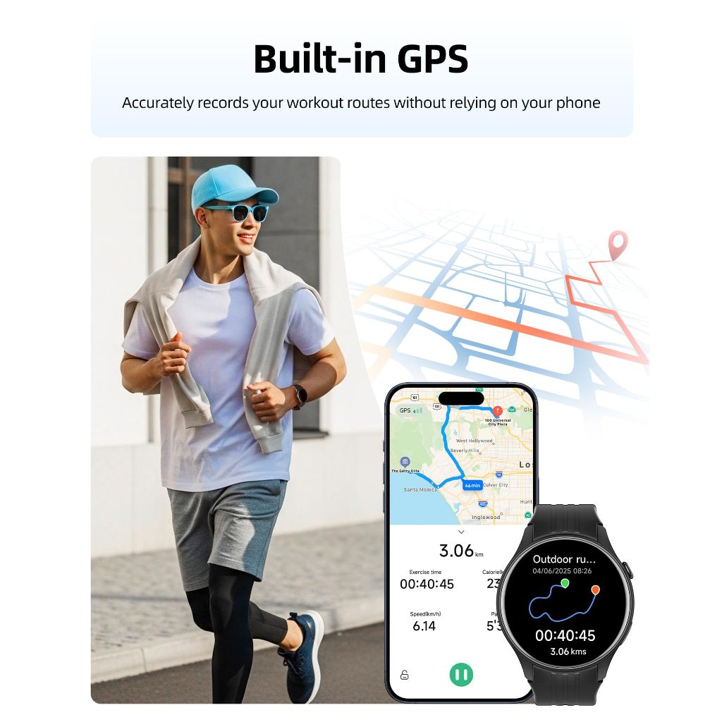 Parsonver Smart Watch, Built-in GPS, Bluetooth Calling | Black