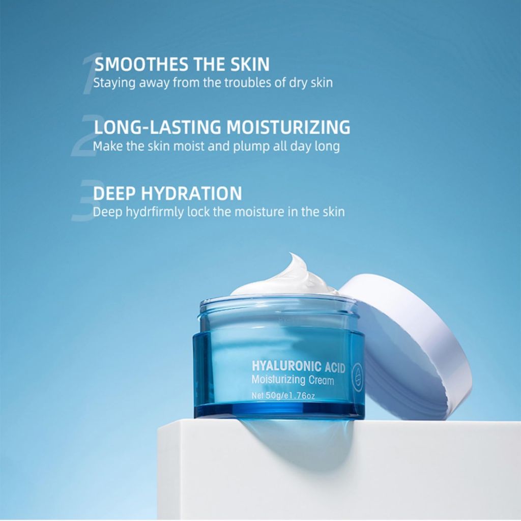 JIMYAUQIN Hyaluronic Acid Face Night Cream & Moisturizer - Deep Hydration for Dry Skin, 1.76 oz (Cream, 1pc)