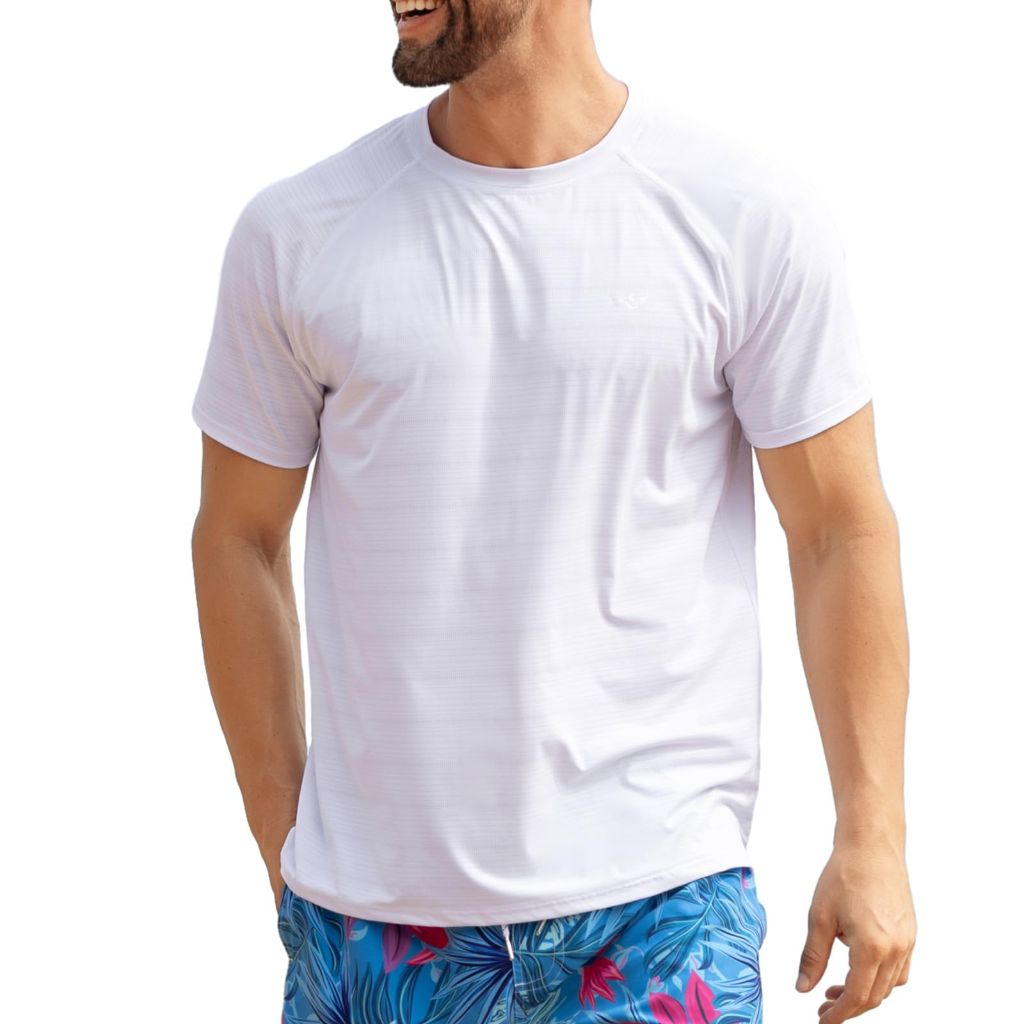 SZ L, Angel season Swim Shirt for Men Rash Guard Short Sleeve UPF 50