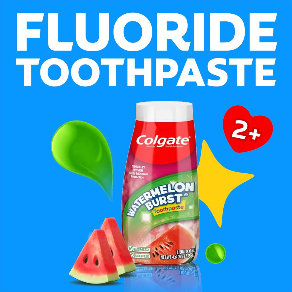 Colgate Anticavity Kids Toothpaste with Fluoride for Ages 2+, Watermelon Burst Flavor - 4.6 Ounce (4 Pack)