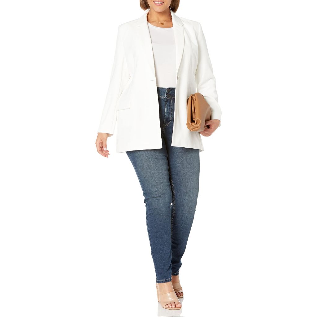 The Drop Women's Blake Long Blazer, Ivory, X-Small