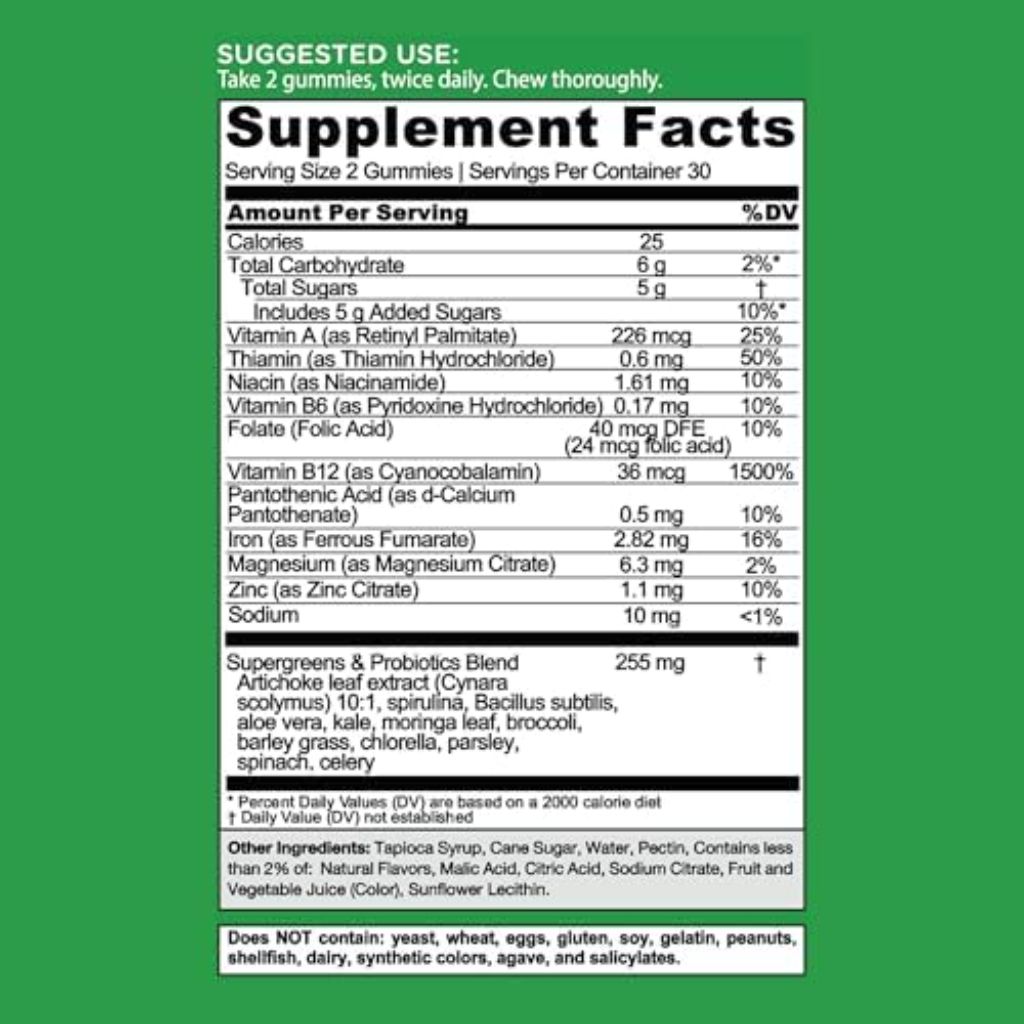 Goli Supergreens Gummies with Probiotics - 60ct (2 Pack)