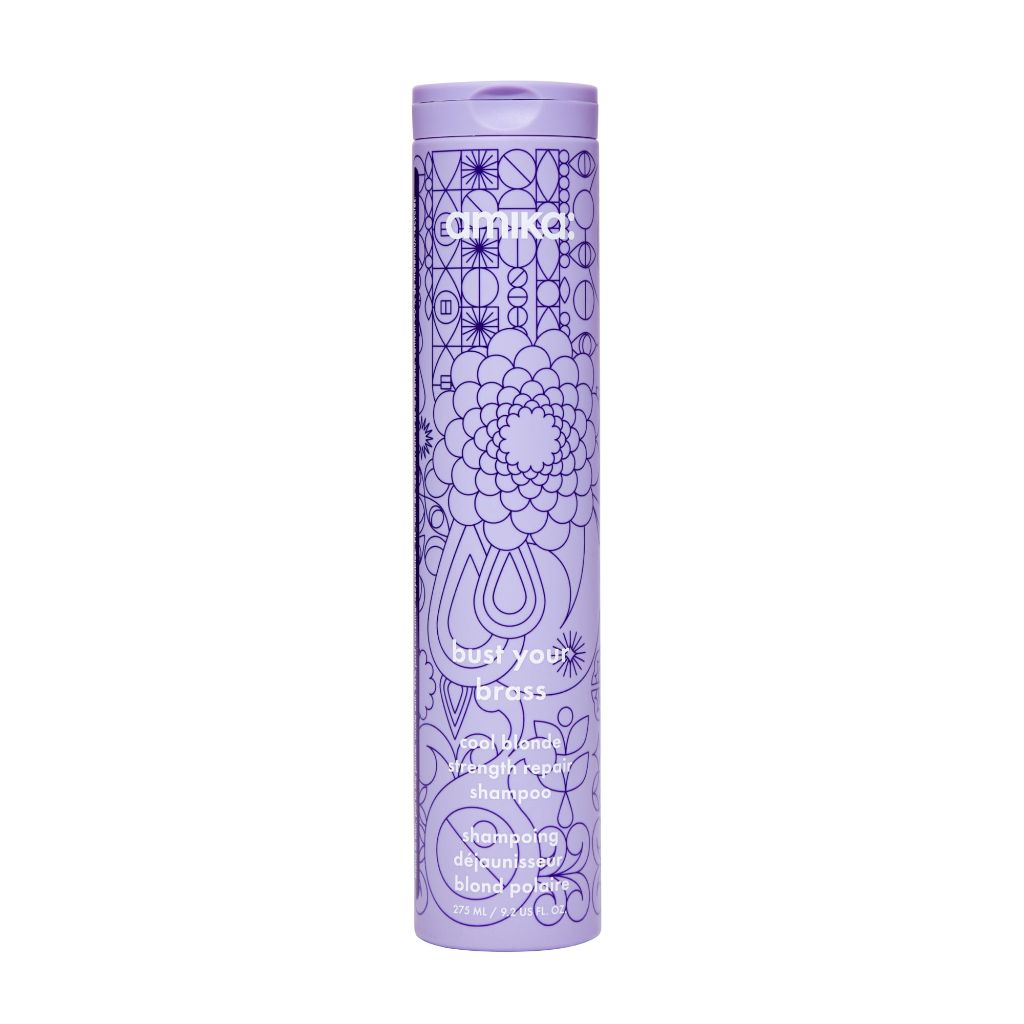 Amika bust your brass cool blonde strength repair shampoo, 275ml