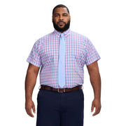 SZ 18.5T, Izod Men's Big and Tall Dress Shirt Short Sleeve All Over Stretch Button Down Collar, Phlox Pink