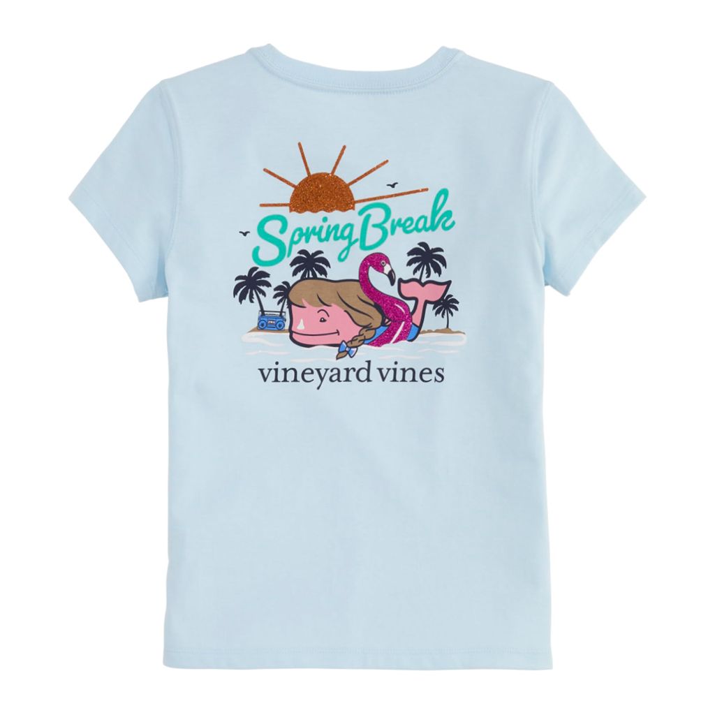 Vineyard Vines Girls' Spring Break Short-Sleeve Pocket Tee, Pale Sky, 4T