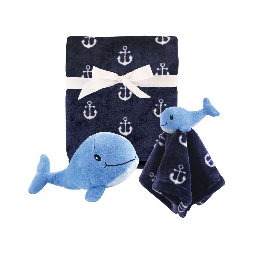Hudson Baby Infant Boy Plush Blanket  Security Blanket and Toy Set  Boy Whale  One Size