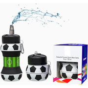 Kids Sports Water Bottle Collapsible Ball Shaped Drinking Cup Leak Proof (Black, White, Green)