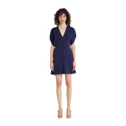 Luxely For Maggy London Women's Short Sleeve V-Neck Mini Dress, Evening Blue (Size 2)