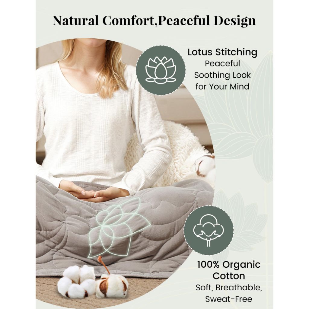 ZonLi Weighted Lap Blanket 5lbs for Meditation 29x24 inches, Forest Green