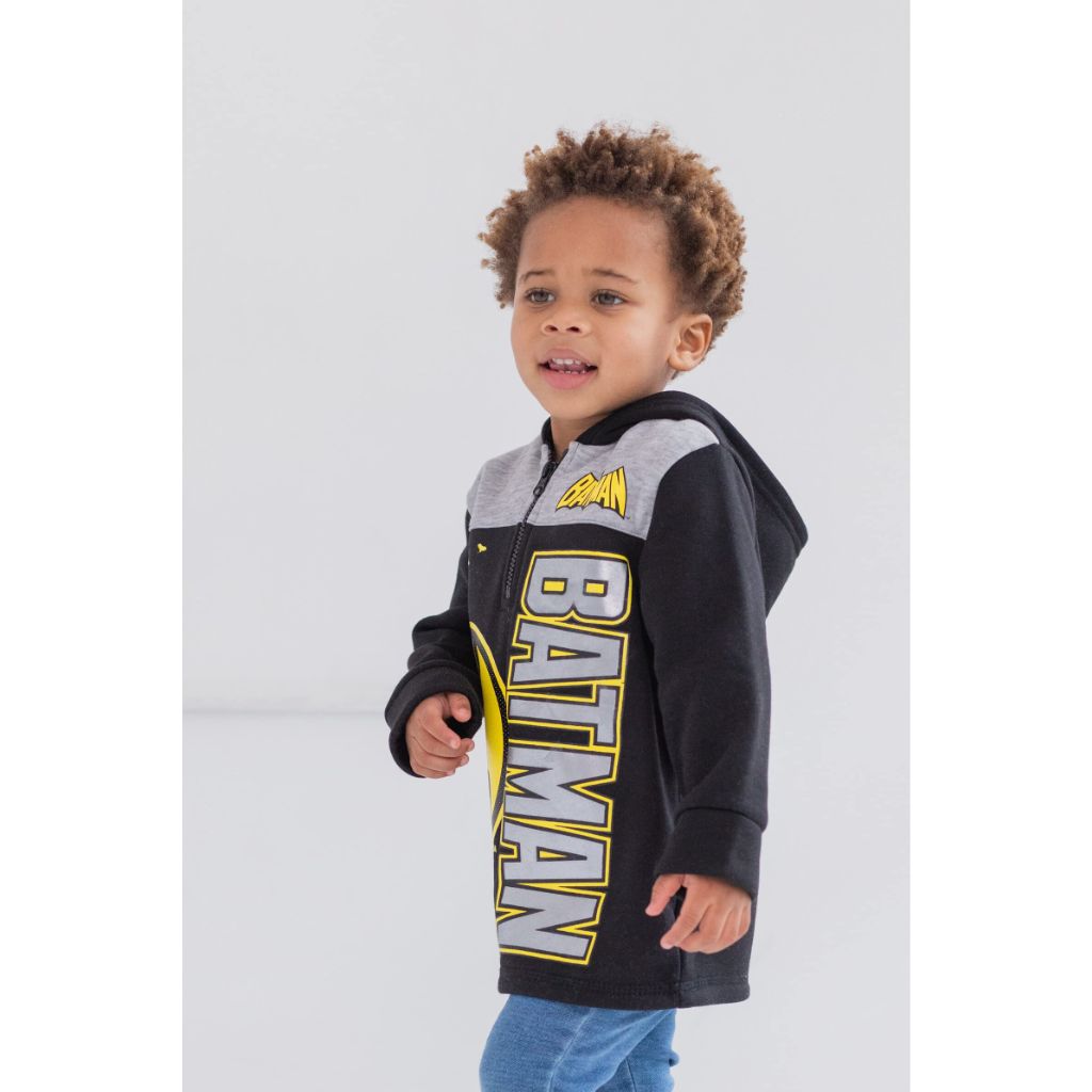 DC Comics Justice League Batman Big Boys Fleece Hoodie, 14-16, Black/Grey