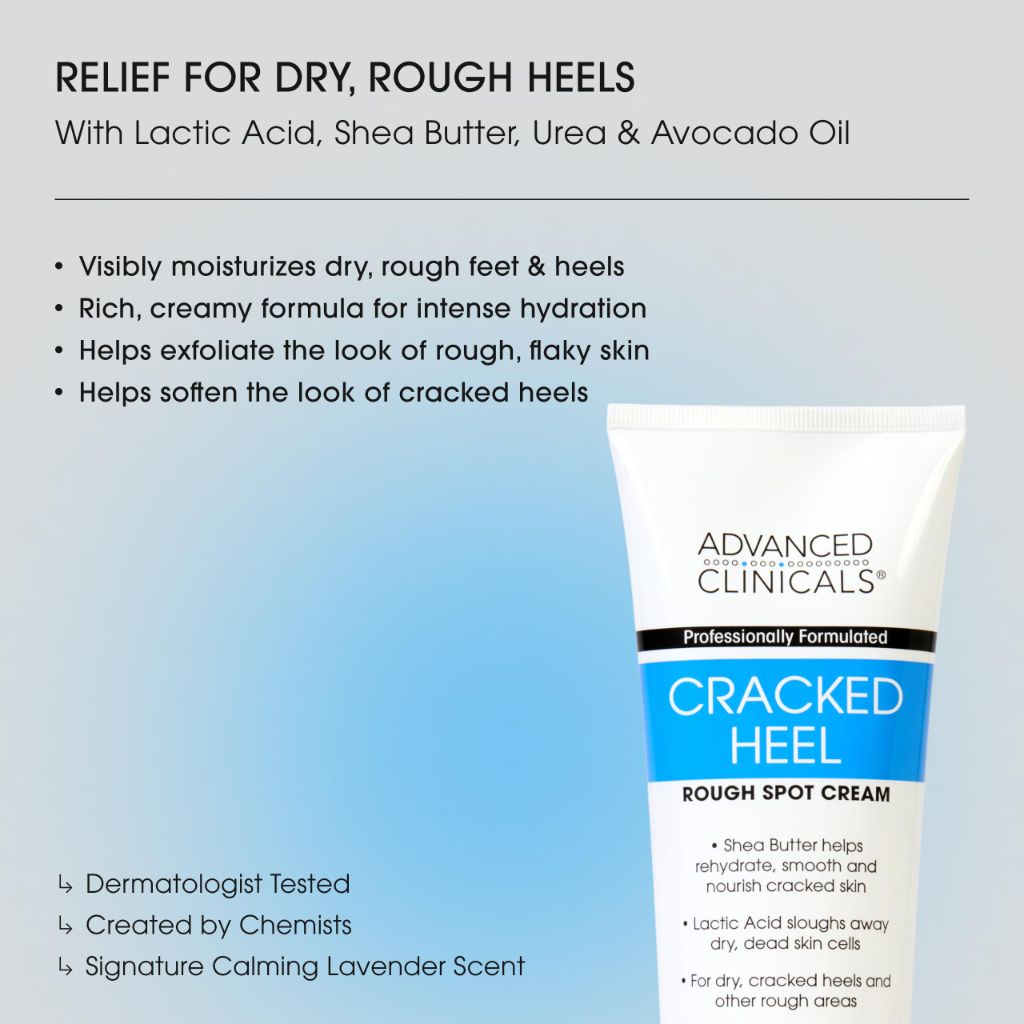 Advanced Clinicals Cracked Heel Foot Cream Skin Care Moisturizer Lotion For Feet W/Shea Butter | 8 Fl Oz