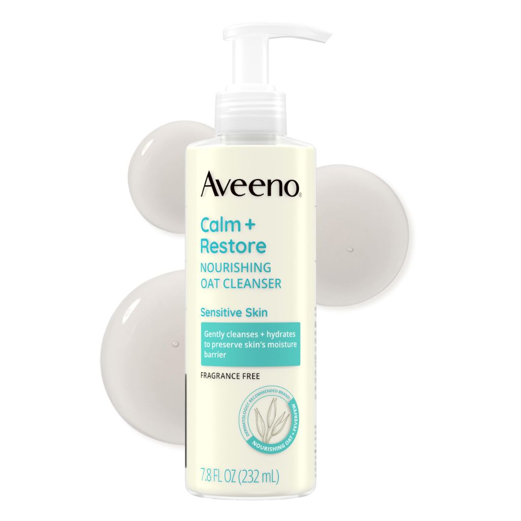Aveeno Calm + Restore Nourishing Oat Face Cleanser, Fragrance-Free, 7.8 Fl Oz