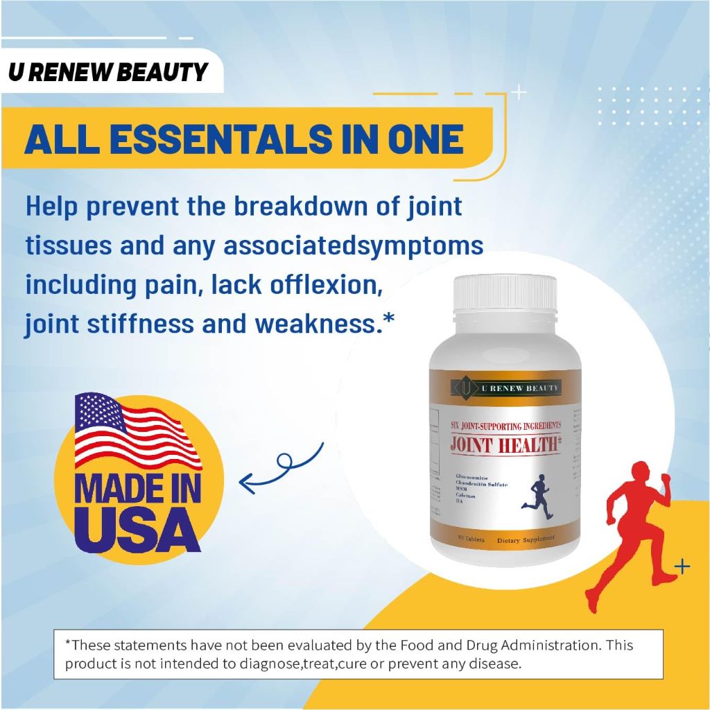 URENEWBEAUTY Glucosamine Chondroitin Supplement, 1400mg per Serving, 90 Tablets