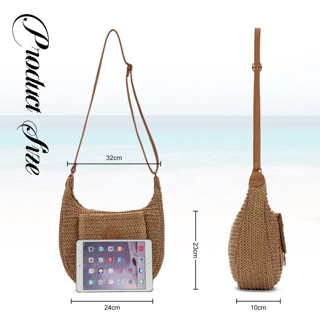 Oweisong Vacation Straw Crossbody Bags for Women