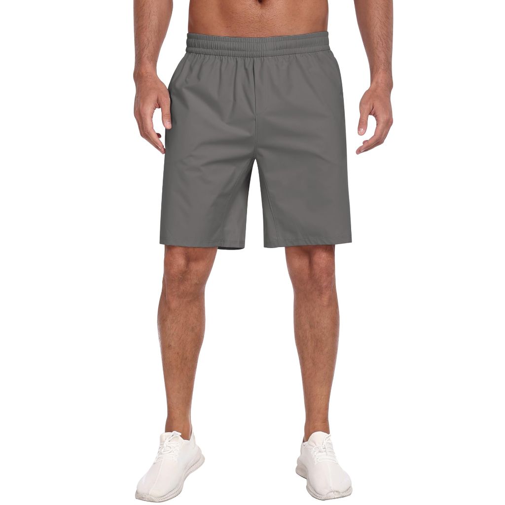PARISDIARY 3 Pack Men's Athletic Running Shorts with Zipper Pockets, Black, D-Gray, Khaki-XXL
