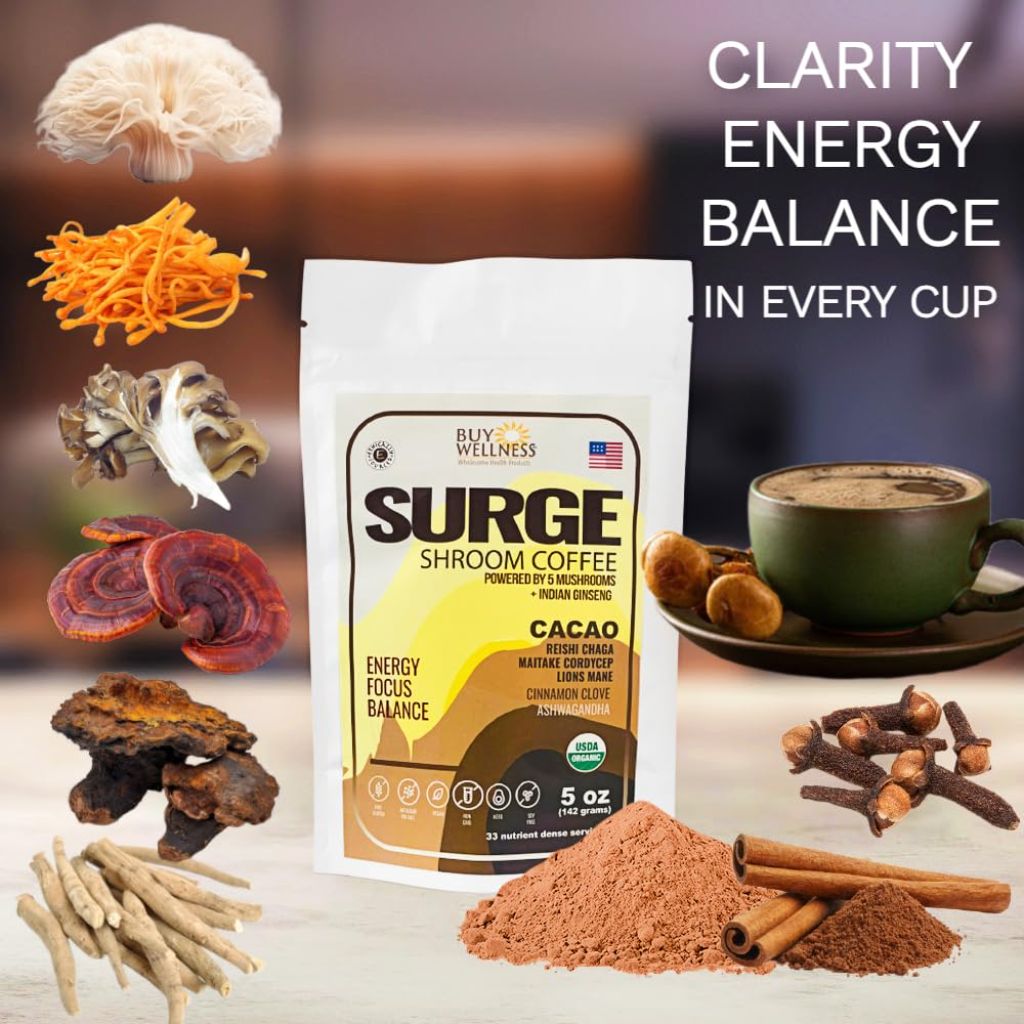 SURGE 5 Mushroom Cocoa Drink Reishi Maitaki Chocolate taste  5oz