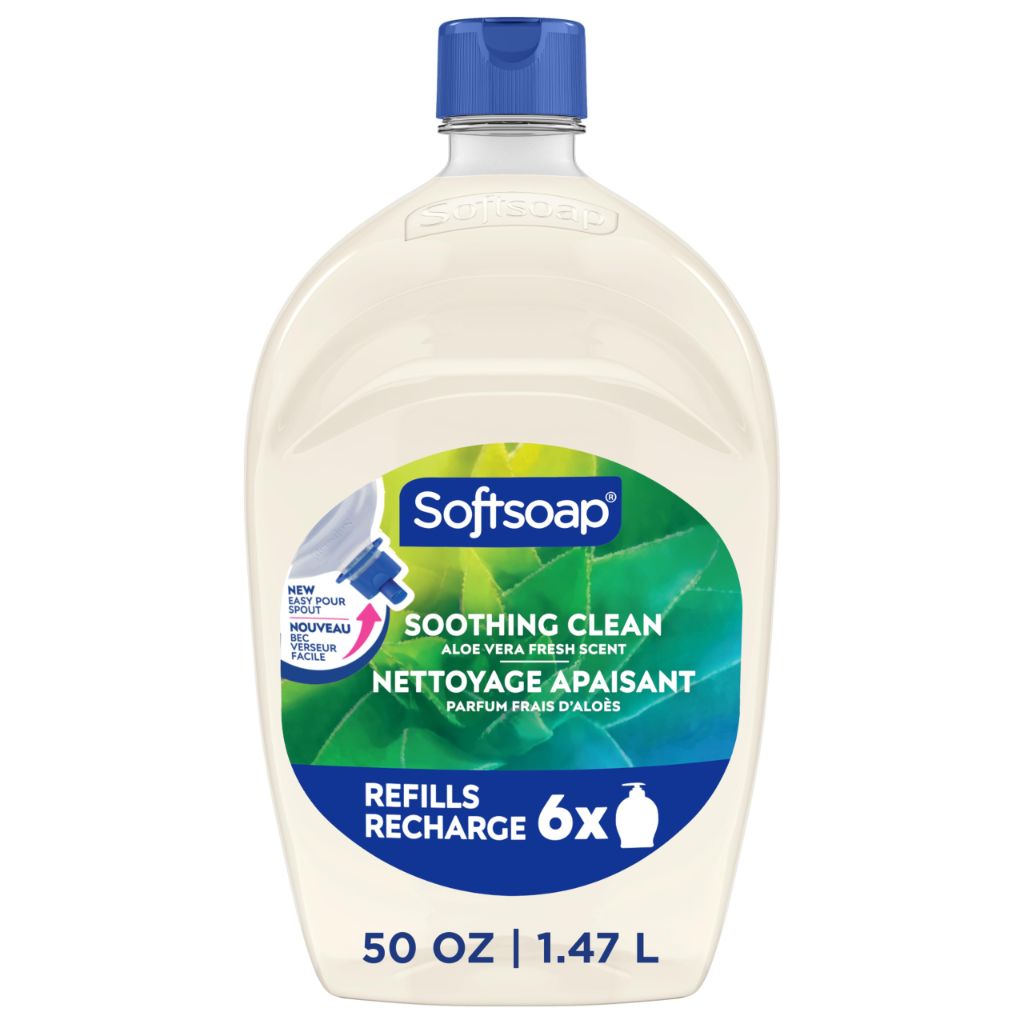 Softsoap Soothing Clean Liquid Hand Soap with New Easy Pour Spout | Aloe Vera Fresh Scent, 50 fl oz