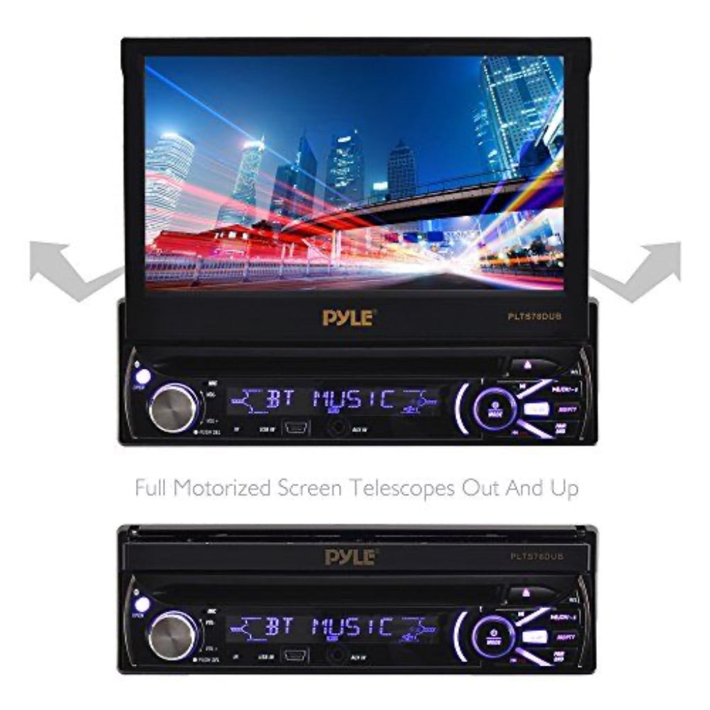 Pyle 7 Single DIN In-Dash DVD Receiver with Motorized Fold-Out Touchable Screen