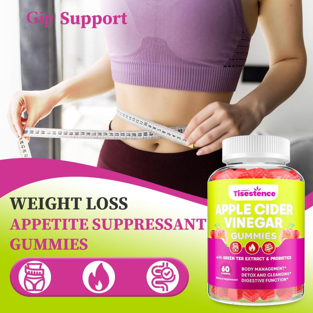 Tisestence - Appetite Suppressant Supplement | Apple Cider Vinegar Gummies with Green Tea Extract | 120 Gummies