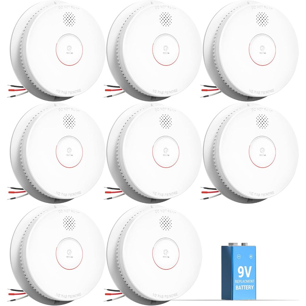 SITERWELL Hardwired Interconnected Photoelectric Smoke Detector,  UL217-10th Listed, GS562A, 8 Packs