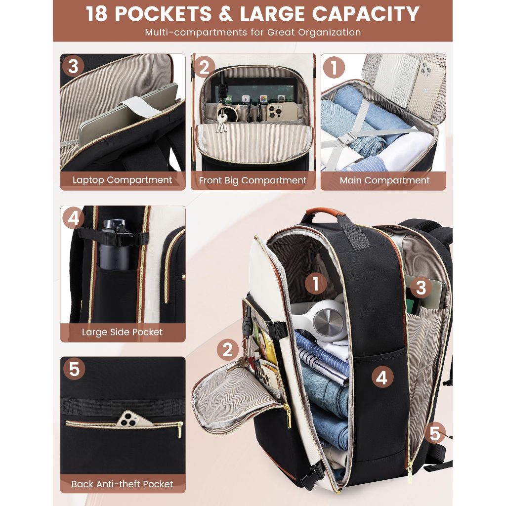 LOVEVOOK Large Travel Backpack with 3 Packing Cubes