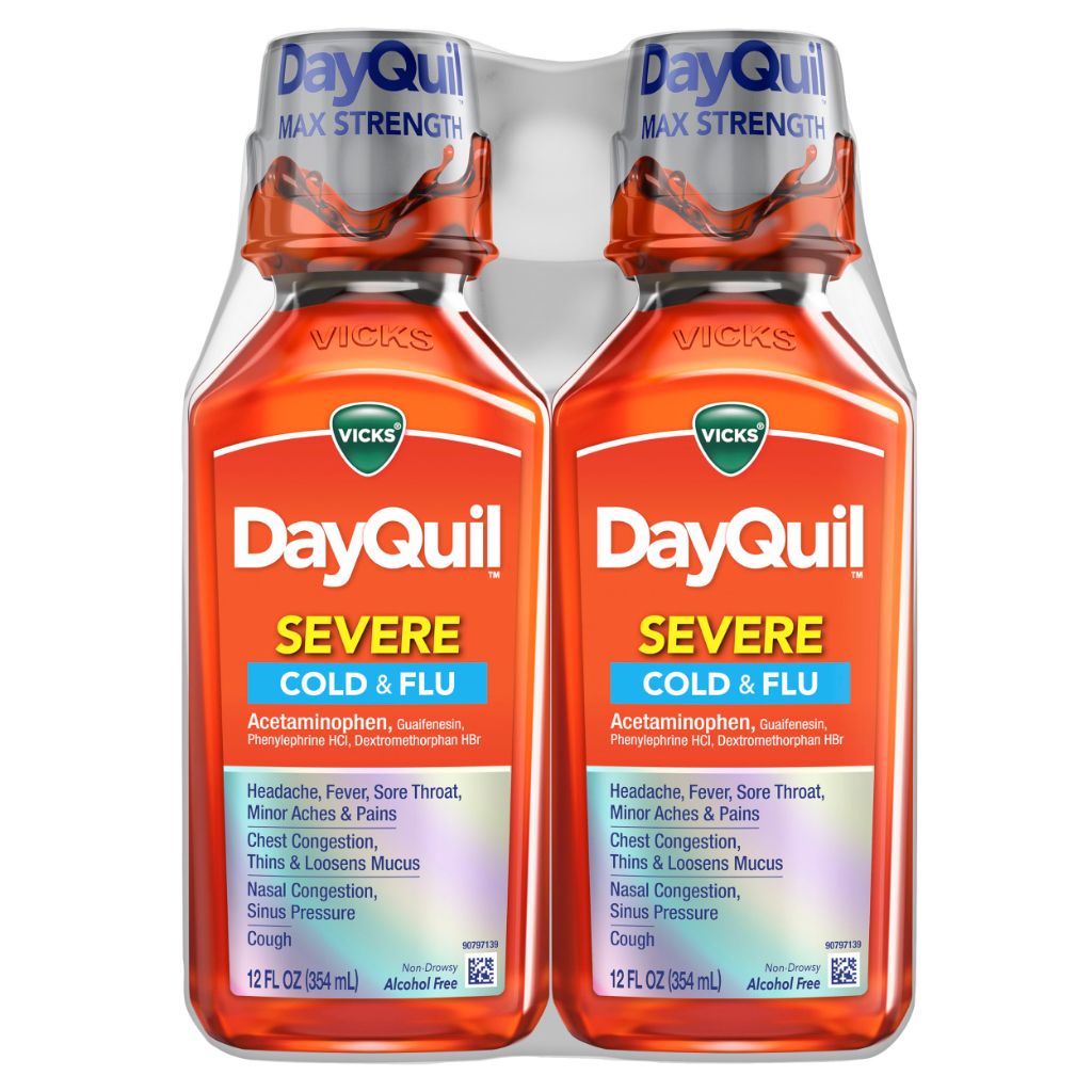 Vicks DayQuil Severe Cold & Flu Liquid Medicine, Daytime Relief  2 x 12oz