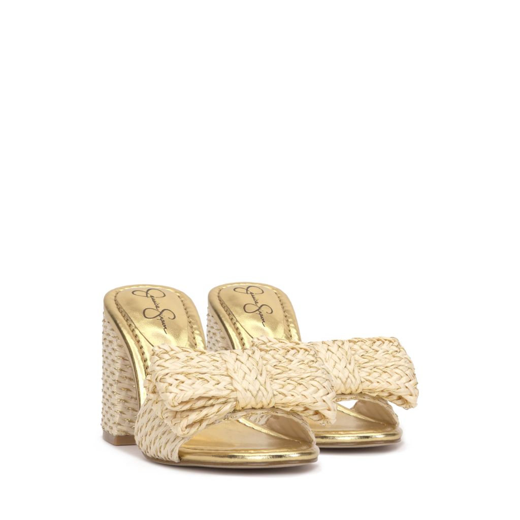 Jessica Simpson Romilda Block Heel Bow Sandal, Light Natural, 7.5