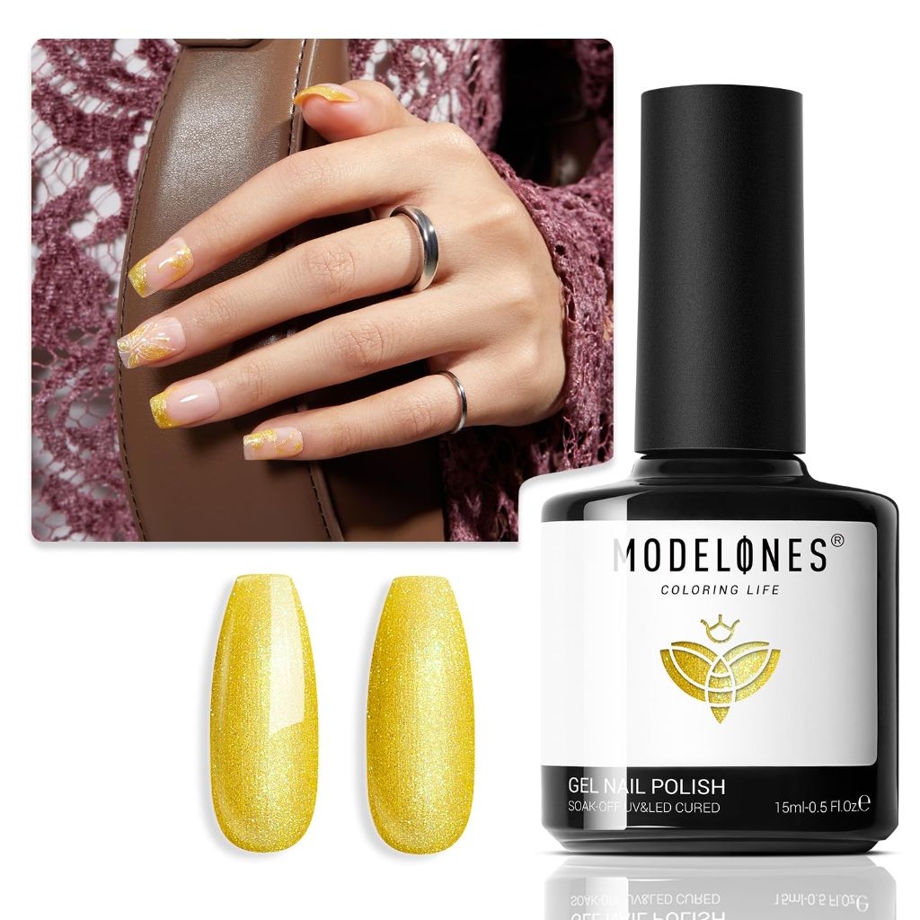 modelones Glitter Soak-Off UV Gel Polish - Golden Glint, #2571