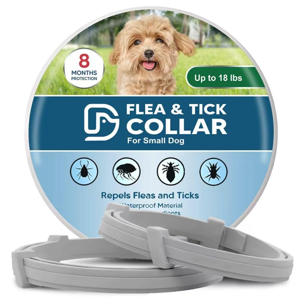 AMDEIUR Flea Collar for Dogs, Flea and Tick Collar for Small Dogs, People/FET/Plant Friendly - 2P