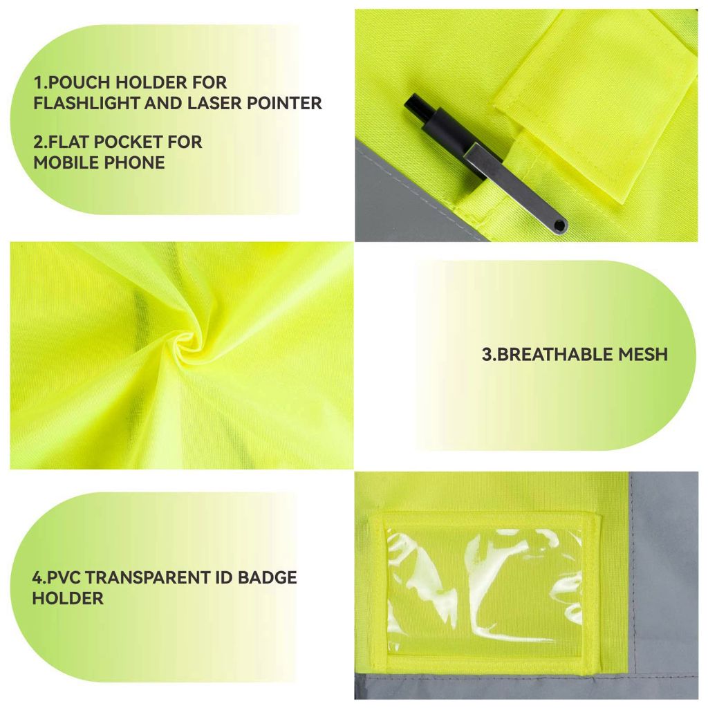SZ 2XL, ANDANDA High Visibility Reflective Vest with 2 Functional Pockets | Fluorescent Yellow