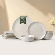 Ceramic Dinnerware 12 Pieces glazed cream white Dinner Set
