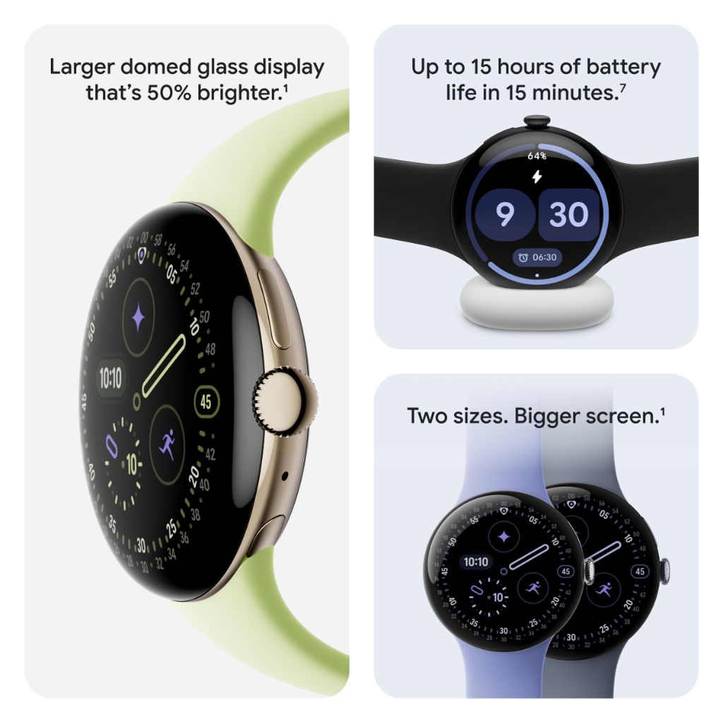 Google - Pixel Watch 4 (41mm) - Wi-Fi - Polished Silver Case - Iris Band - (2025)