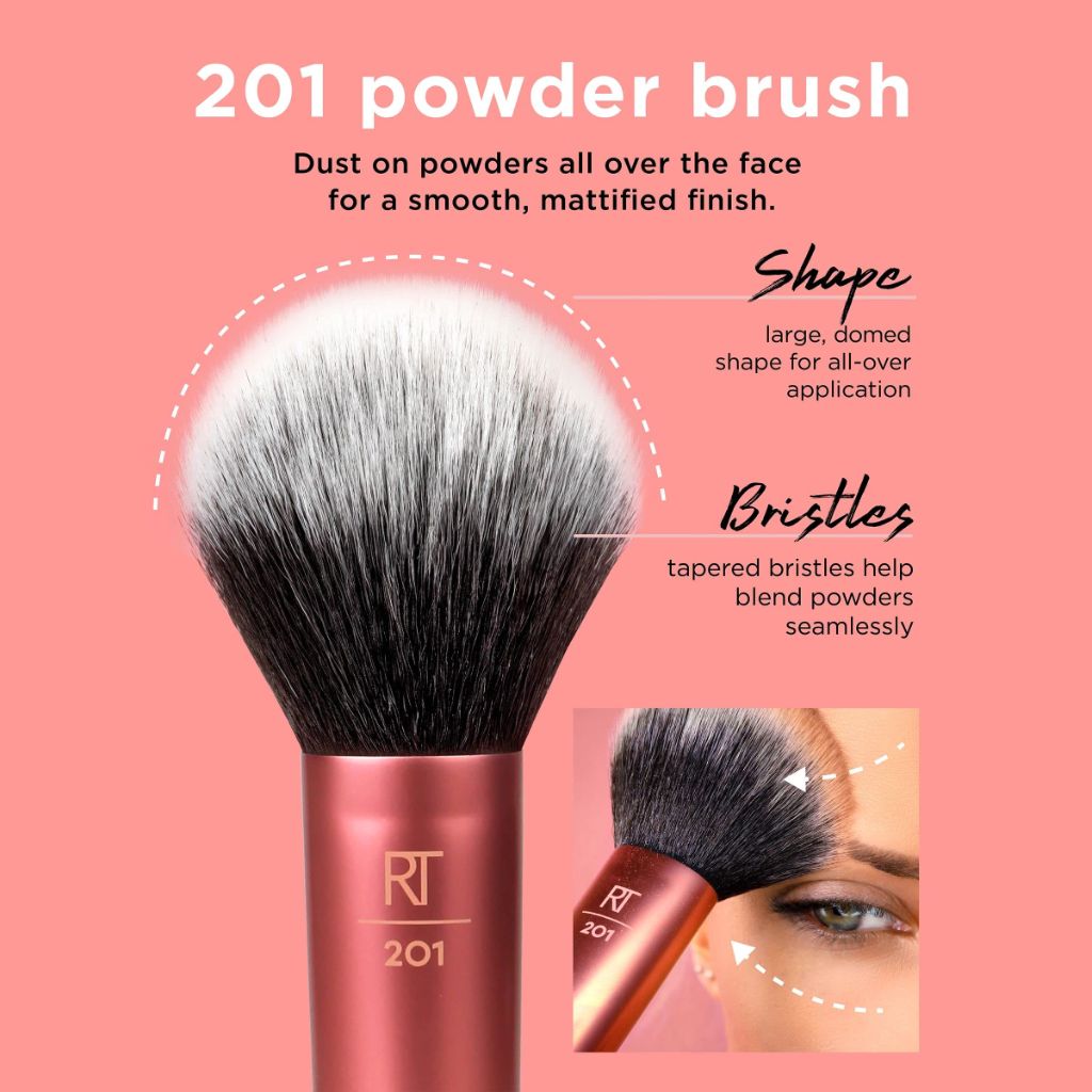 Real Techniques Powder Brush, Ultra Plush Synthetic Bristles, Orange, 1 Count