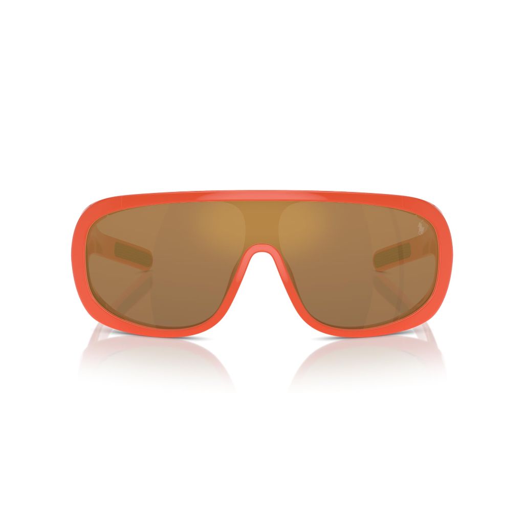Polo Ralph Lauren PH4215U 1494 Universal Fit Sunglasses - Shiny Orange/Brown Mirrored Bronze, 38 mm