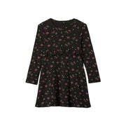 GAP Baby-Girls Longsleeve Fit & Flare Sweater Dress, Black Floral, 6-12 Months