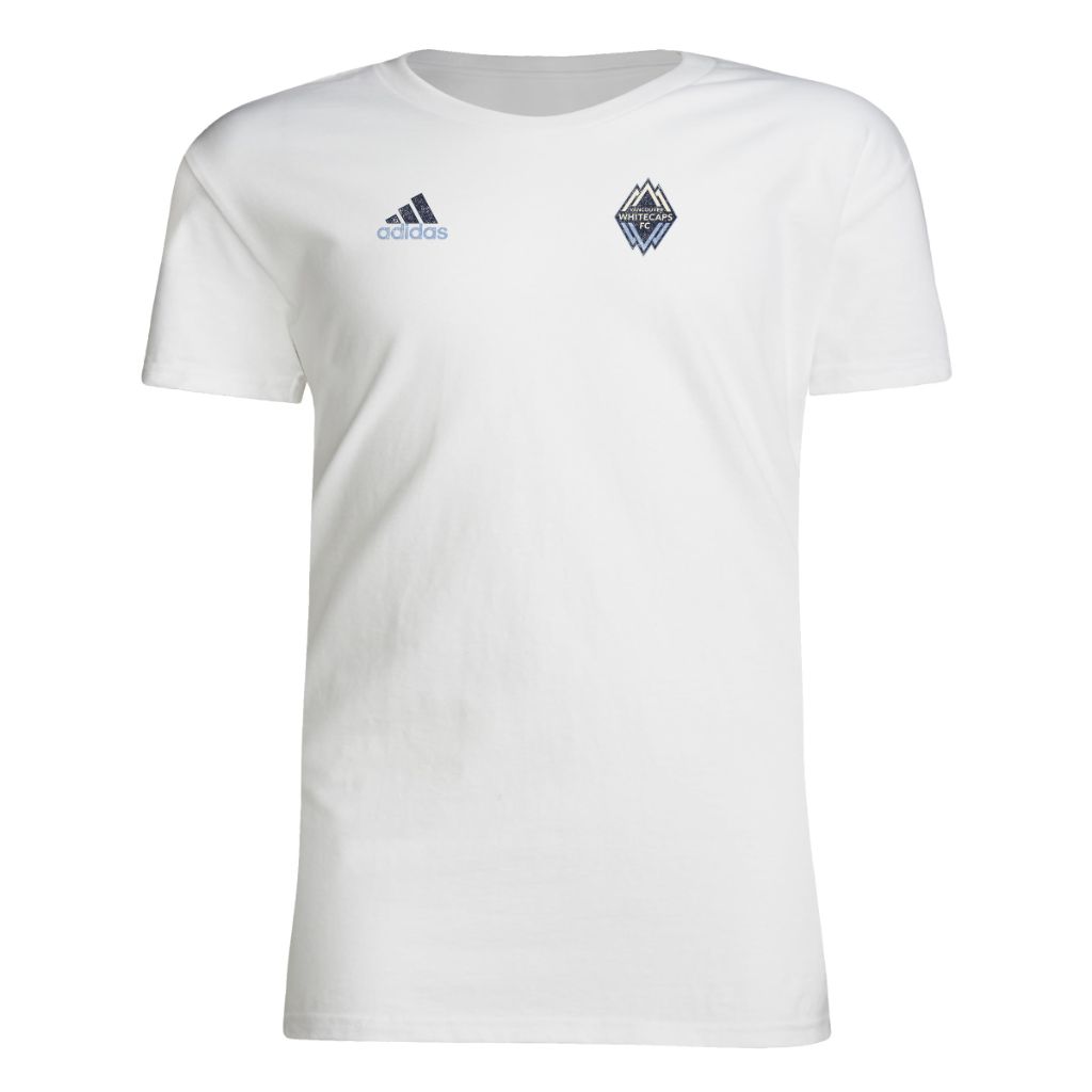 Adidas Unisex Youth Kid's Vancouver Whitecaps MLS Short Sleeve T-Shirt, White/Vancouver Whitecaps, Small