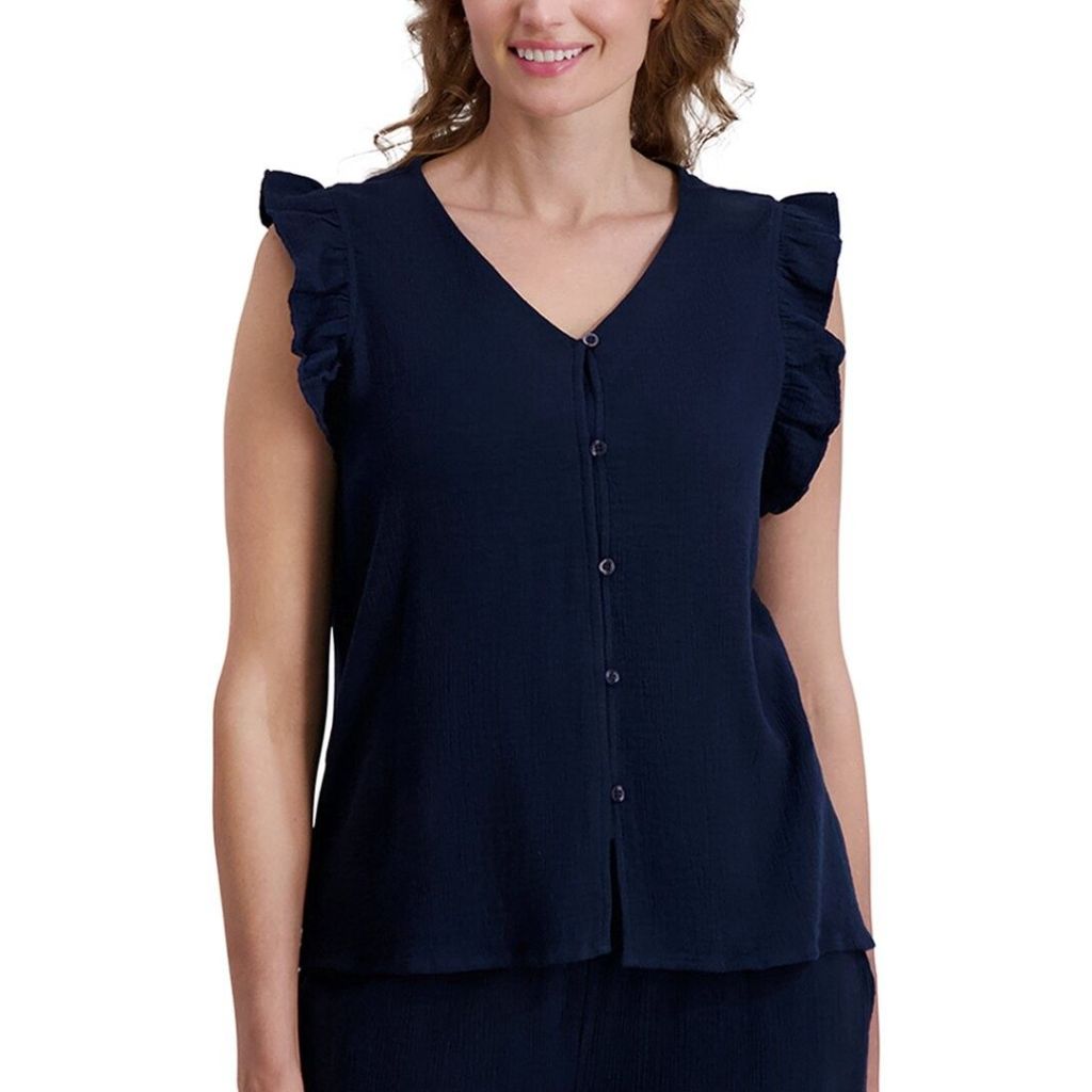Stella Parker Womens Navy Flutter Sleeve Knit Top - size XL
