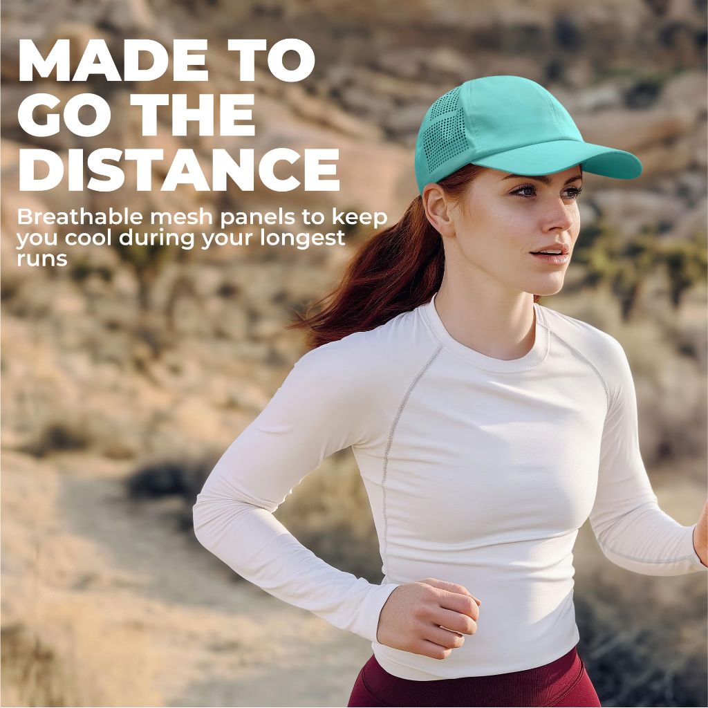 Tough Headwear Baseball Running Cap  - Sweat-Wicking Aqua