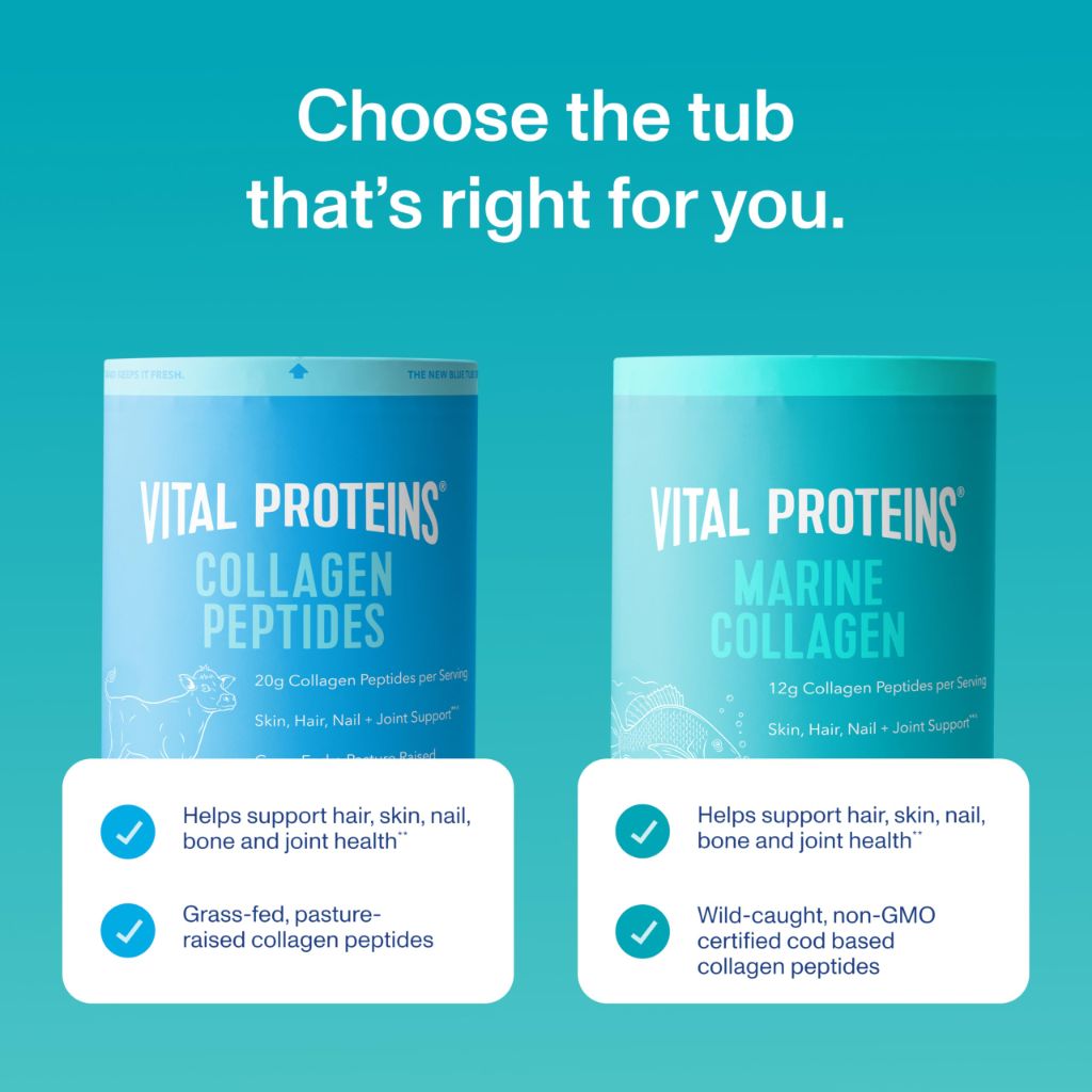 Vital Proteins Marine Collagen Peptides Powder Supplement for Skin Hair Nail Joint  - 12g per Serving - 7.8 oz Canister