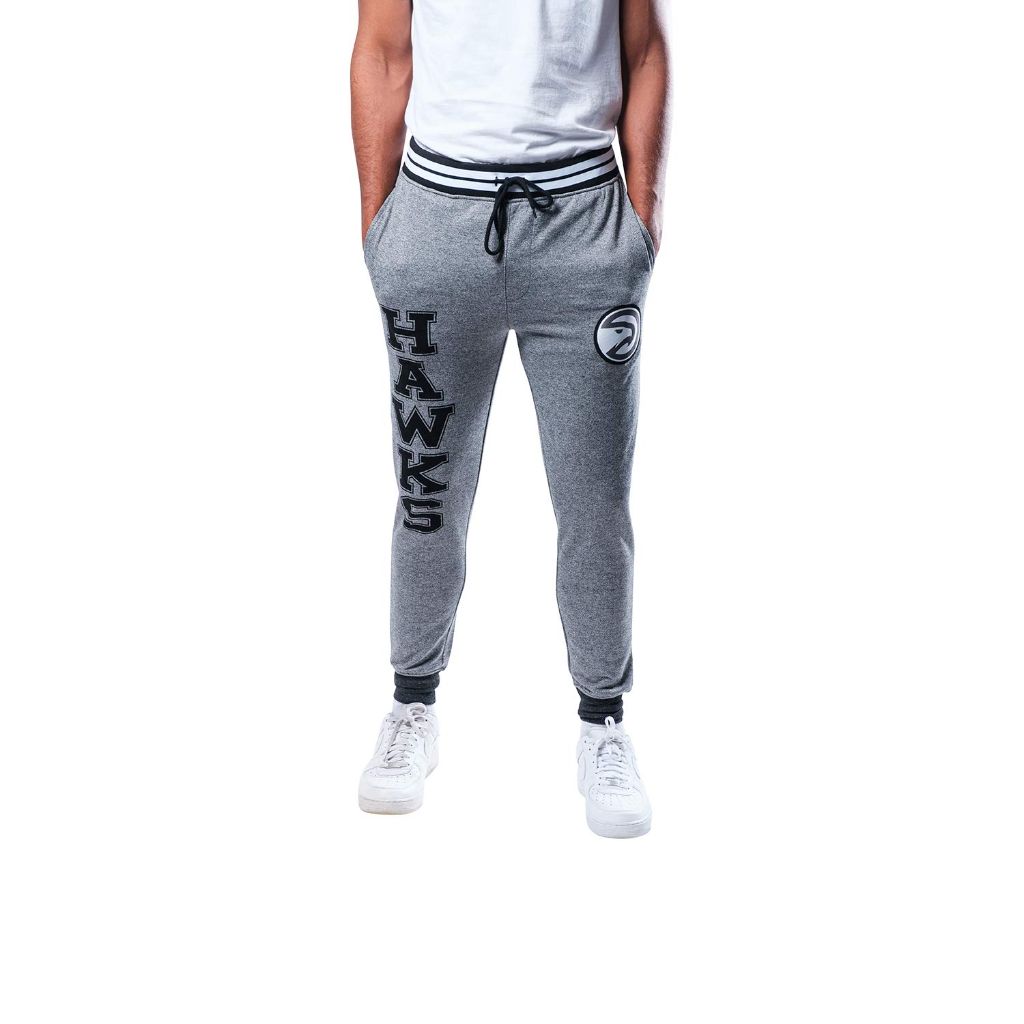 SZ S, Ultra Game NBA Official Men’s Super Soft Game Day Jogger Sweatpants - Unisex, Atlanta Hawks, Black Marl