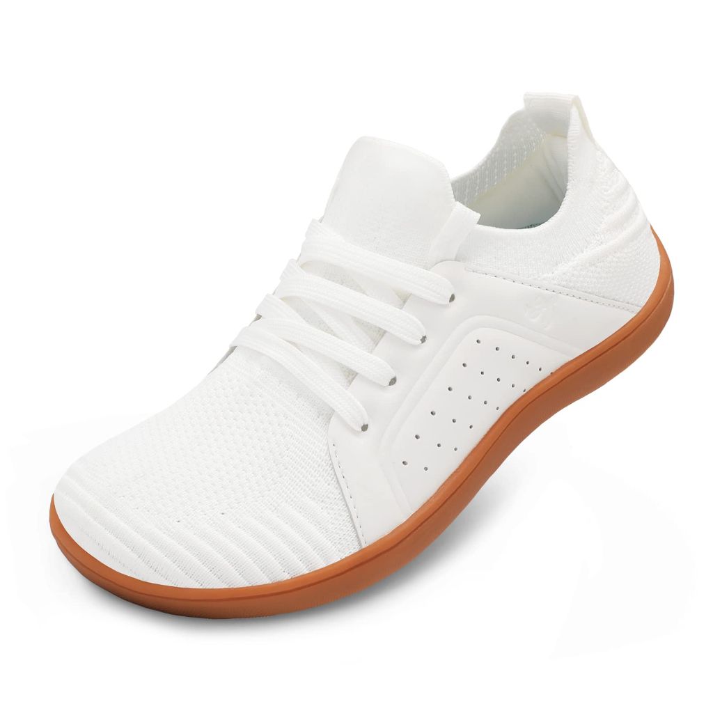 LeIsfIt Barefoot Shoes Women Wide Toe Walking Shoes Breathable Minimalist Shoes Zero Drop Sole White, 8 Wide