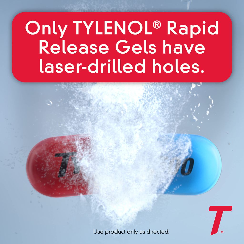 Tylenol Extra Strength Acetaminophen Rapid Release Gels, Pain Reliever & Fever Reducer, 24 ct
